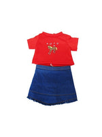 Red Horse Jean Skirt Set Fits 14.5" Wellie Wisher American Girl Doll Clothing1