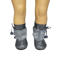 Grey Pom Boots Fits 18" American Girl Doll Clothes Shoes0