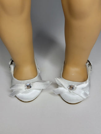 White Satin Bow Dress Shoes Fits 18" American Girl Doll Clothes Shoes1