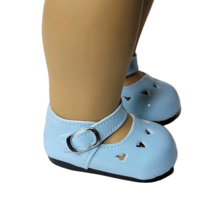 Baby Blue Heart Cutout Dress Shoes Fits 18" American Girl Doll Clothes Shoes0
