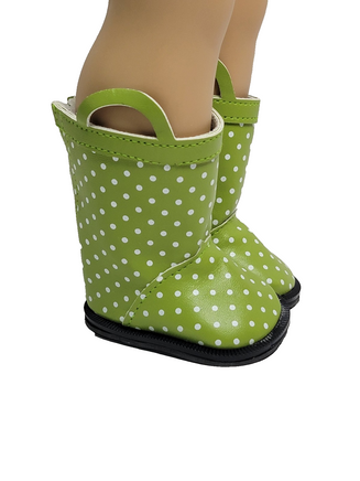 Green Polka Dot Rain Boots Fits 18" American Girl Doll Clothing Shoes0