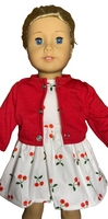 Red Cherry Dress And Cardigan Fits 18" American Girl Doll Clothing3