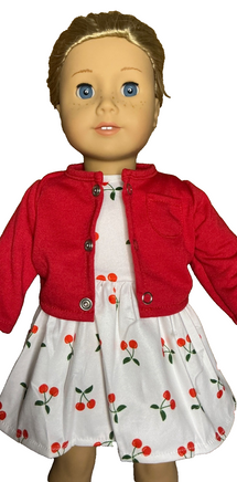 Red Cherry Dress And Cardigan Fits 18" American Girl Doll Clothing3