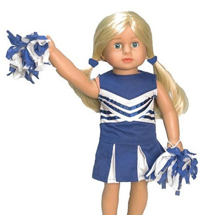 Blue And White Cheerleader Skirt Set Poms Fits 18" American Girl Doll Clothing0