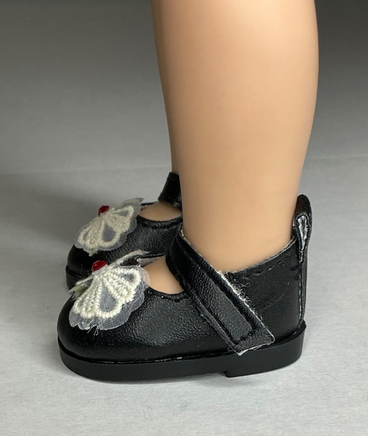 Black Bow Dress Shoes Fits 14.5" Wellie Wisher American Girl Doll Shoes2