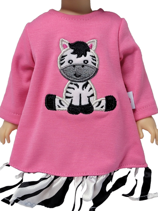 Hot Pink Zebra Nightgown Fits 14.5" Wellie Wisher American Girl Doll Clothing1