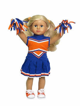 Orange And Blue Cheerleader Skirt Set Poms Fits 18" American Girl Doll Clothing0