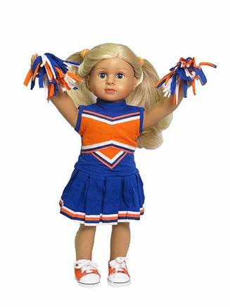 Orange And Blue Cheerleader Skirt Set Poms Fits 18" American Girl Doll Clothing0