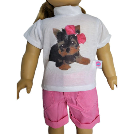 Little Doggy Top & Pink Shorts Set Fits 18" American Girl Doll Clothes2
