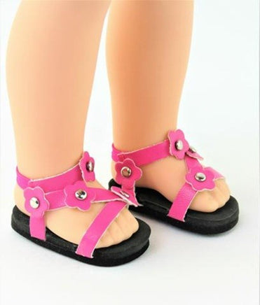 Hot Pink Flower Sandals Fits 14.5" Wellie Wisher American Girl Doll Shoes0