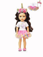 Rainbow Unicorn Dress  Fits 14.5" Wellie Wisher American Girl Doll Clothing2