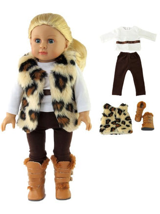 Winter Cheetah Pant Outfit with Boots Fits 18" American Girl Doll Clothing1
