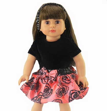 Rose Print Sequin Skirt Set Fits 18" American Girl Doll Clothing0