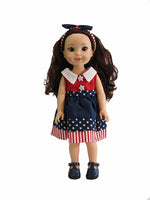 Stars July 4th Dress Fits 14.5" Wellie Wisher American Girl Doll Clothing1