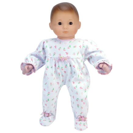 Pink Floral Print Pajama Sleeper Fits 15" Bitty Baby American Girl Doll Clothing1