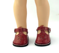 Burgundy Mary Jane Dress Shoes Fits 14.5" Wellie Wisher American Girl Doll Shoes0