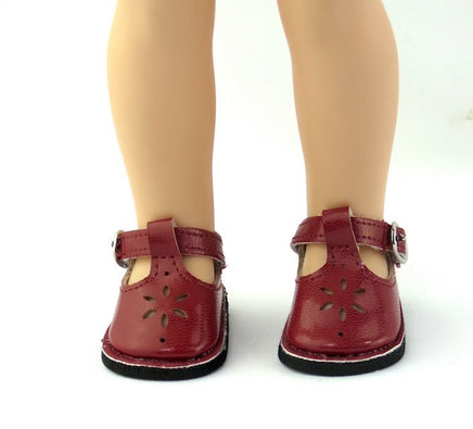 Burgundy Mary Jane Dress Shoes Fits 14.5" Wellie Wisher American Girl Doll Shoes0