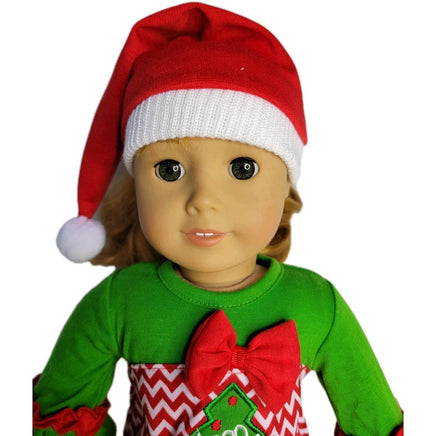 Christmas Tree Zig Zag  Ruffles Pant Set Hat Fits 18" American Girl Doll Clothes2
