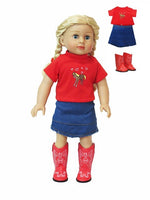 Red Horse Western Skirt Set Cowboy Boots Fits 18" American Girl Doll Clothing0
