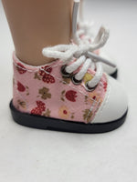Pink Floral Print Shoes Fits 14.5" Wellie Wisher American Girl Doll Shoes2