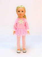 Pink Snowflake Pant Set Fits 14.5" Wellie Wisher American Girl Doll Clothing0