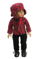 Black And Red Plaid Pant Set Hat Fits 18" American Boy Girl Doll Clothing1