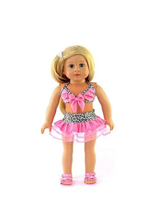 Pink And Cheetah Print Bathing Suit Fits 18" American Girl Doll Clothing1