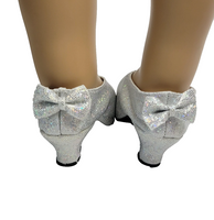 Silver Back Bow Princess High Heels Fits 18" American Girl Doll Clothing Shoes1