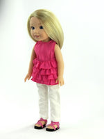 Hot Pink Ruffle Pant Set Fits 14.5" Wellie Wisher American Girl Doll Clothing1
