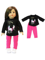 Unicorn Dreams Come True Hot Pink Pant Set Fits 18" American Girl Doll Clothing0