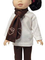 Heart Scarf Brown Pant Set Fits 14.5" Wellie Wisher American Girl Doll Clothing1