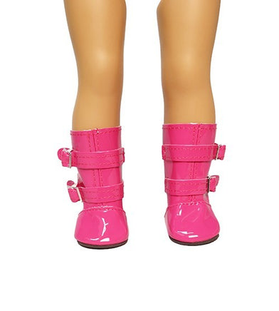 Hot Pink Buckle Rain Boots Fits 18" American Girl Doll Clothing Shoes1