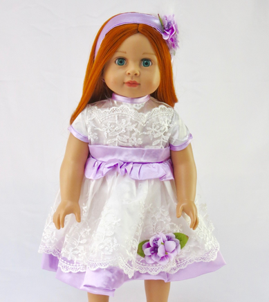 Purple And White Lace Dress Headband Fits 18" American Girl Doll Clothing2