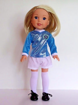 Blue Soccer Outfit Shoes Fits Wellie Wishers 14.5" American Girl Clothes0