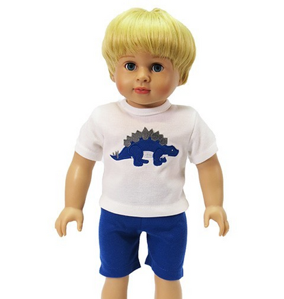 Blue Dinosaur Short Set Fits 18" American Girl Boy Doll Clothing0