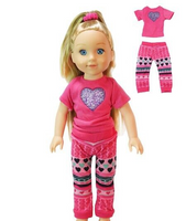 Pink Heart Pant Set Fits 14.5" Wellie Wisher American Girl Doll Clothing0