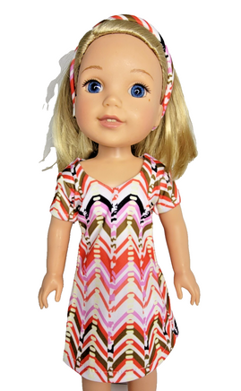 Colorful Zig Zag Dress Fits 14.5" Wellie Wisher American Girl Doll Clothing1