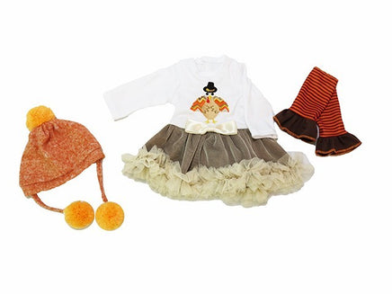 Thanksgiving Turkey Dress and Pom Hat Fits 18" American Girl Doll Clothing1