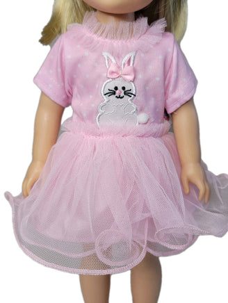 Polka Dot Bunny Tutu Dress Fits 14.5" Wellie Wisher American Girl Doll Clothing1