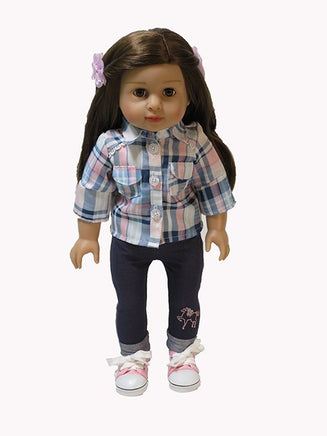 Pink Pony Plaid Pant Set Fits 18" American Girl Doll Clothing0