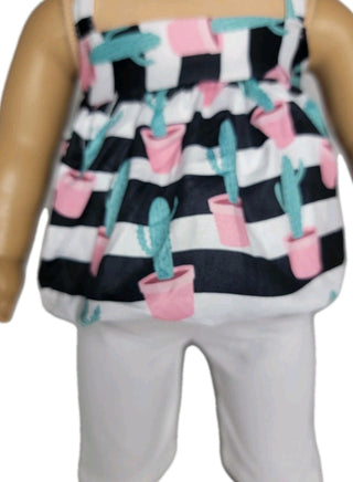 Striped Cactus Capri Pant Set Fits 18" American Girl Doll Clothes2