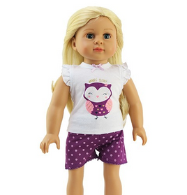 Whooos Sleepy Owl Pajama Short Set Fits 18" American Girl Doll Clothing0
