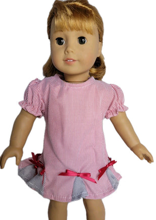 Red & White Striped Dress Fits 18" American Girl Doll Clothes1