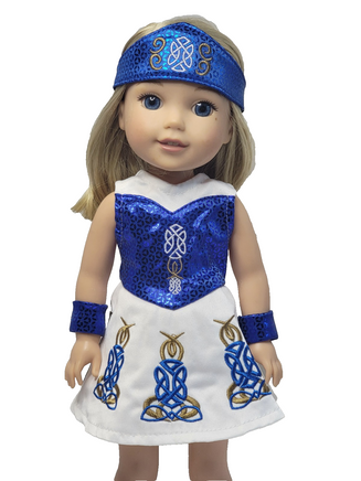 Blue Irish Dance Dress Fits 14.5" Wellie Wisher American Girl Doll Clothing0