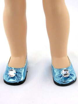 Teal Metallic Gem Flat Shoes Fits 14.5" Wellie Wisher American Girl Doll Shoes0