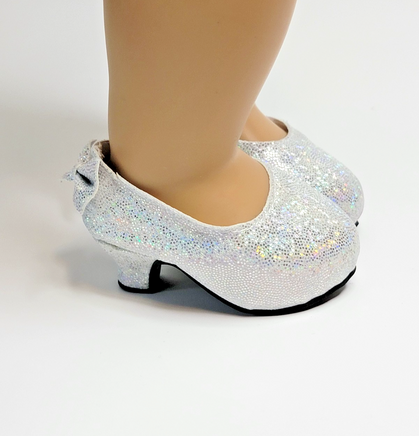Silver Back Bow Princess High Heels Fits 18" American Girl Doll Clothing Shoes0