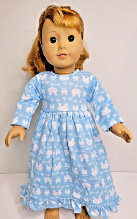 Blue Bunny Nightgown Fits 18" American Girl Doll Clothing0