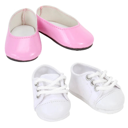 White Sneakers & Pink Flats Fits 14.5" Wellie Wisher American Girl Doll Shoes0
