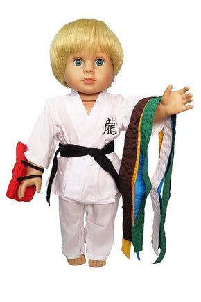 Karate Uniform Belts Pant Set Fits 18" American Boy Girl Doll Clothing0