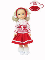 Red Reindeer Skirt Set Fits 14.5" Wellie Wisher American Girl Doll Clothing2